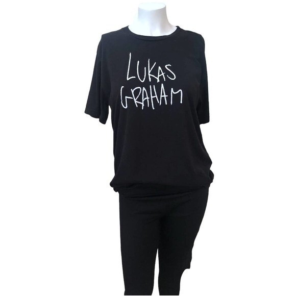 Lukas Graham Tops - Lukas Graham Black short sleeve T-shirt logo spell out large UNISEX